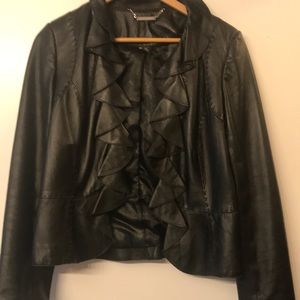 Black leather dress jacket